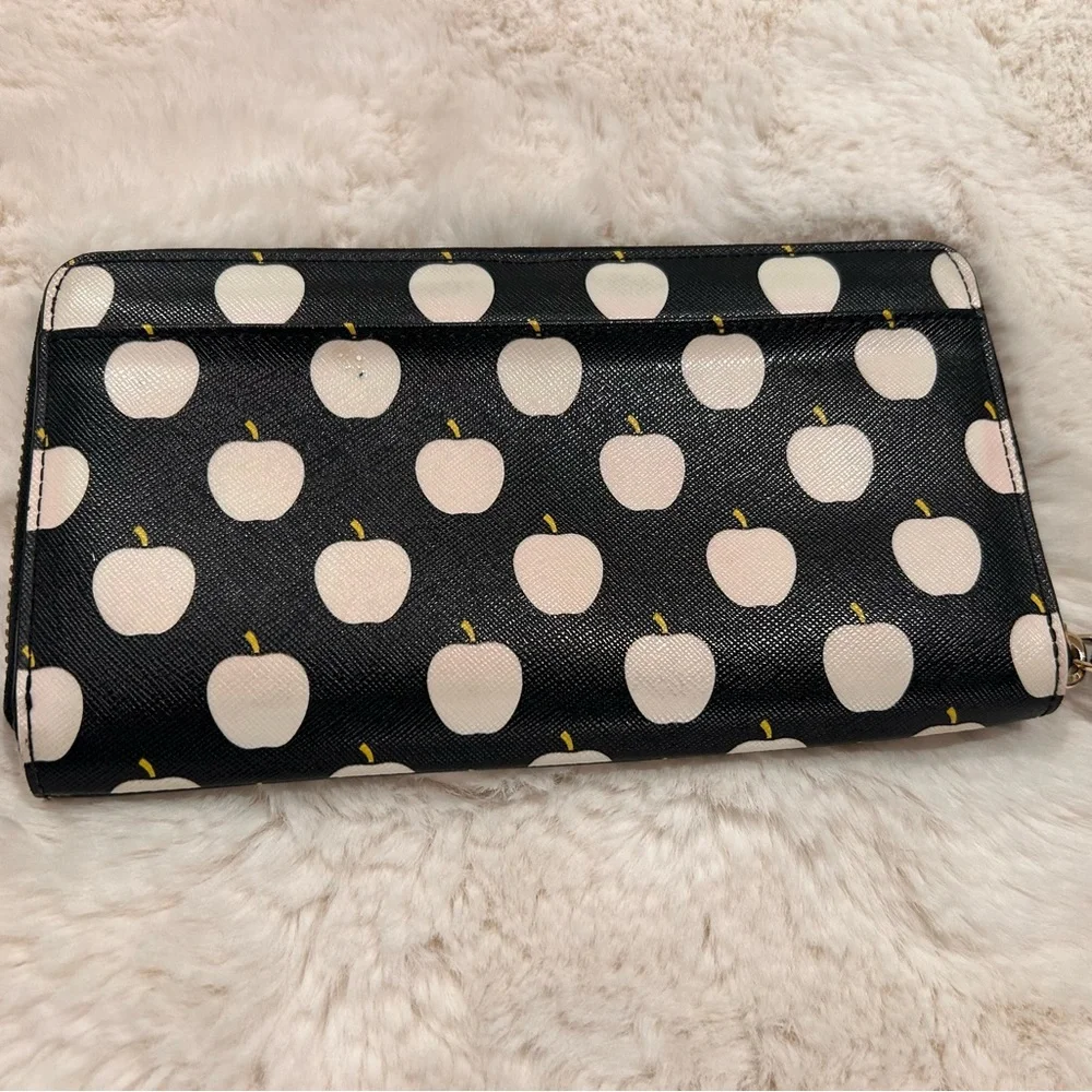 Kate‎ Spade Ellison Ave Neda Continental Zip Wallet, Black/Cream Apple Design